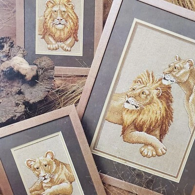 True Colors King of the Jungle Lion Lioness Portrait Woody Bowman Cross Stitch - Image 1 of 4
