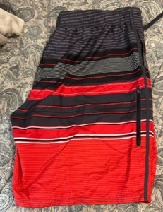OP Ocean Pacific Badehose Boardshorts Herren 3XL schwarz rot weiß gestreift - Bild 1 von 3