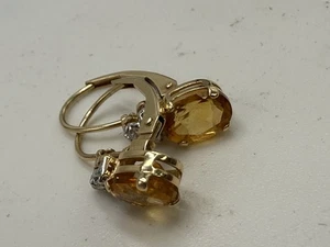 10k Gold Yellow Citrine Earrings - Picture 1 of 9