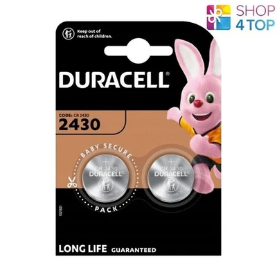 2 DURACELL CR2430 LITHIUM BATTERIES 2BL 3V COIN CELL DL2430 ECR2430 EXP 2033 NEW - Image 1 of 2