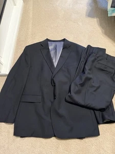 Mens 48R 42W Charles Tyrwhitt Solid Black Classic Fit Super 110's Wool Suit - Picture 1 of 14
