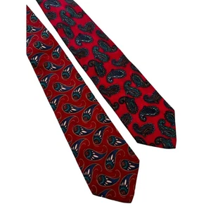 Vintage Pair of Red Paisley Stonehenge Silk Neckties - Picture 1 of 4