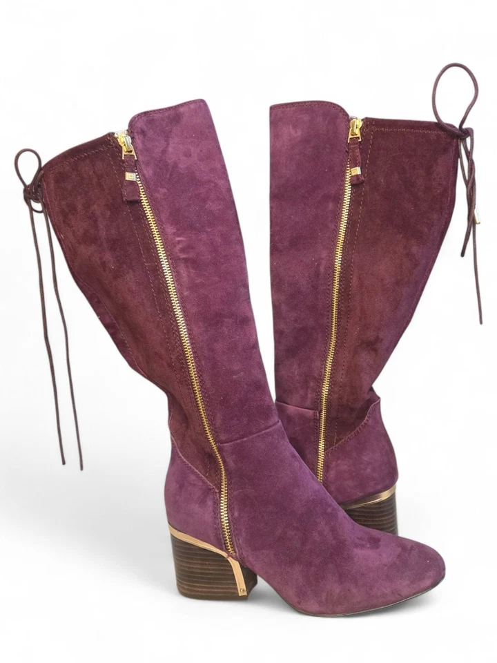 Botas Latigo Pearla Hasta la Rodilla Gamuza Tacón Alto Cremallera Talla 7 en Púrpura Foto 1 de 4