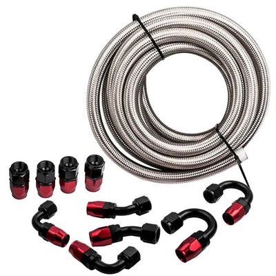 10AN Carburante/Olio/Liquido Refrigerante Tubo Flessibile Braided Hose Lines Kit - Immagine 1 di 4