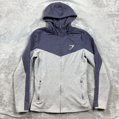 Gymshark 连帽衫女式中号紫色灰色全拉链长袖抽绳帽 — 第 1/4 张图片
