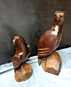 Lot of (2) Dark Ironwood Hand Carved Eagles - Picture 1 of 6