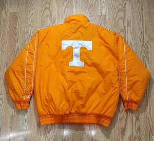 Vintage University of Tennessee logo athletic puffer jacket zip up large orange - Picture 1 of 5