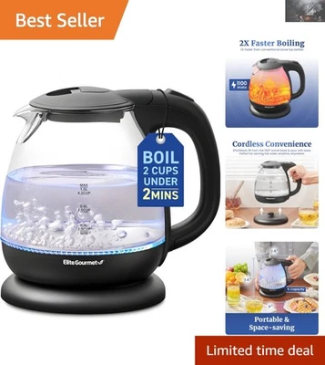 Hervidor Eléctrico Rapid Boil 1L, Elegante Diseño de Vidrio, Potencia 1100W, LED Azul Foto 1 de 4