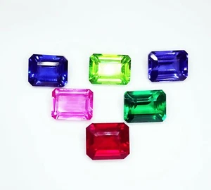 Natural Mixed stone Lot Emerald Shape 8-10 Ct Loose Gem For Ring Size Gems A0L7 - Picture 1 of 8