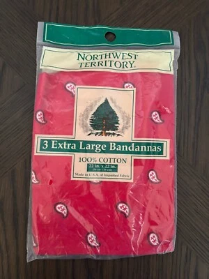 Red Bandannas  X Large 3PK Northwest Territory Kmart MADE IN USA 22x22” NIP NOS - Image 1 of 4