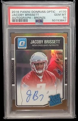 2016 donruss optic #170 jacoby brissett rc; bronze rookie auto PSA 10  (POP 15) - Image 1 of 3
