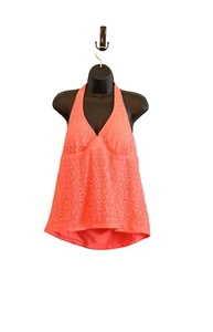 Catalina Womens Swim Top Padded Halter Top Size XL Coral - Picture 1 of 9