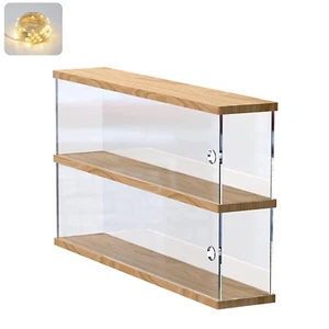 Clear Acrylic Display Shelf Case for Mini Funko Pop, Wooden Display Stand Ris... - Picture 1 of 9