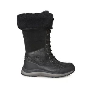 UGG ADIRONDACK TALL III BLACK BLACK LEATHER WOMEN'S BOOTS SIZE US 9.5/UK 7.5 NEW - Picture 1 of 6