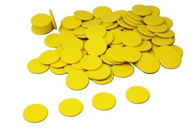 WISSNER AKTIV LERNEN Spielchips gelb (100 Stück) aus RE-Plastic® | Zählchips Marker Tokens ø 25 mm