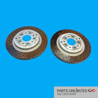 03-12 Maserati Quattroporte M139 OEM REAR cross drilled disc brake rotors x2 - Image 1 of 4