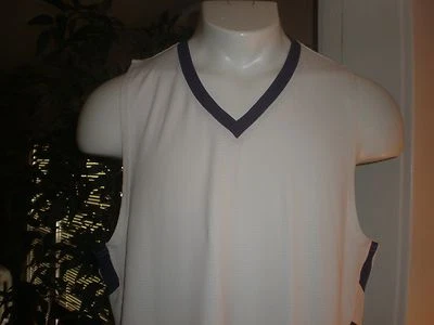 NUEVO CON ETIQUETAS CAMISETA SIN MANGAS RUSSELL DRI POWER PERFORMANCE BLANCA CON RIBETE PÚRPURA TALLA:L Foto 1 de 2