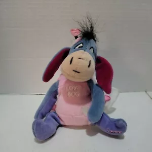 8" Eeyore Plush LOVE BUG Hearts Wings Antenna Disney Store 2000 Valentines NWT - Foto 1 di 5