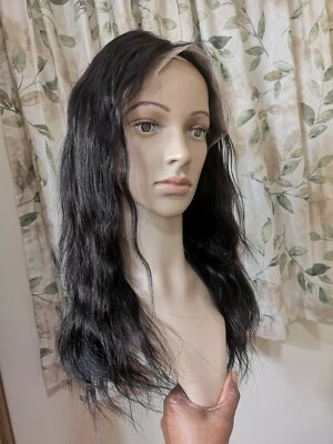  Peruca de renda personalizada sexy de alta qualidade 20"" cabelo humano virgem europeu 360 1B - Imagem 1 de 4