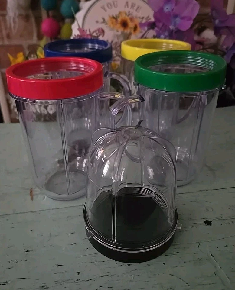 Magic Bullet Blender Mugs Cups Handles Replacement Lids Rims Parts Lot of 5 - Image 1 of 1