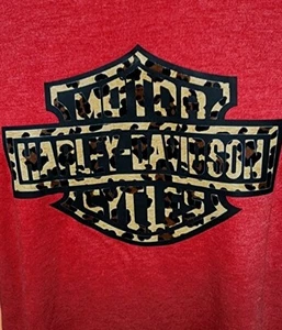 Markenlos Harley Davidson Shirt Unisex Large Kurzarm Rundhals Rot Leapord - Bild 1 von 3