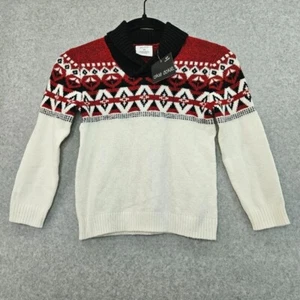 Maglione Okie Dokie ragazzo scollo a V colore rosso Fairisle taglia 5T - Foto 1 di 4