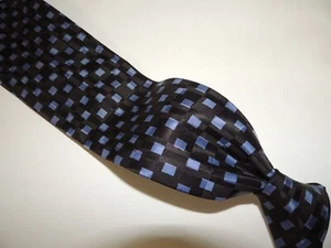 Cravatta nuova senza etichette polo Ralph Lauren a scacchi nera e blu classica 100% seta. - Foto 1 di 6