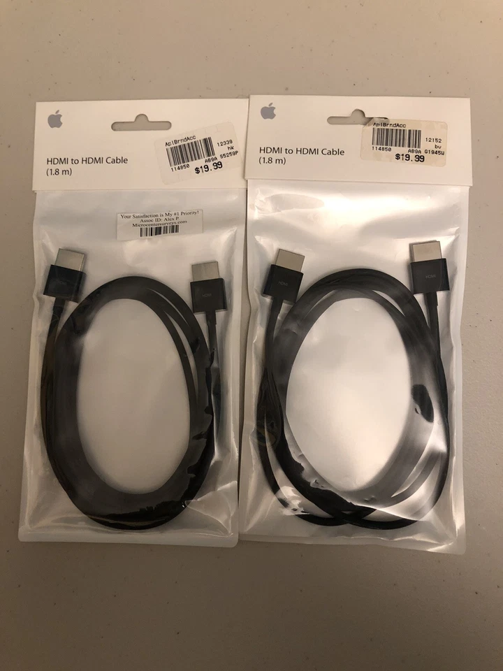 Apple HDMI to HDMI Cable 1.8 meter MC838ZM/A Lot of 2 High Quality DISCONTINUED - Image 1 of 4