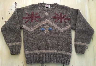 CAREER CLUB Vtg 80s Acrylic/Nylon Gray Snowflake Ski Lodge Sweater, Mens MEDIUM - Image 1 of 4