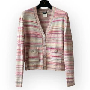 CHANEL PINK KNIT CARDIGAN NEW Lsize - Picture 1 of 5