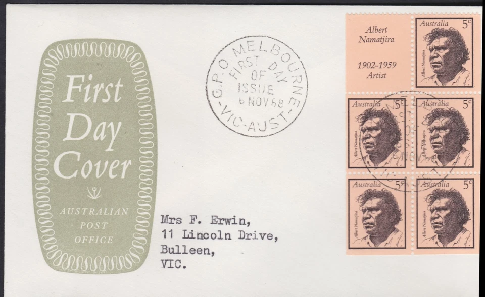 1968 5c Famous Australian Albert Namatjira Booklet on Small APO Shield FDC - Image 1 of 1