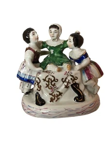 Antique Victorian Conta & Boehme Inkwell - Porcelain Figures 3 Ladies 1800s - Foto 1 di 14