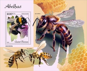 Bees MNH Stamps 2023 Guinea-Bissau S/S - Picture 1 of 1