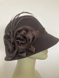 Ladies Brown Wool Felt Lead Rein / Private Driving/Judging Hat. 57cm - Picture 1 of 6
