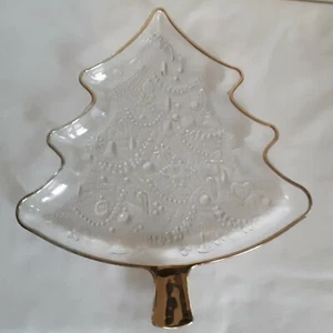Piatto Albero di Natale Vintage Vetro Pressato Dettaglio Bordo Oro MCM - Foto 1 di 11