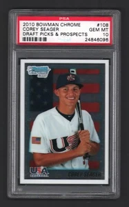 Tarjeta de novato Corey Seager Dodgers 2010 Bowman Chrome Draft #108 radiocontrol PSA 10 x096 - Imagen 1 de 2