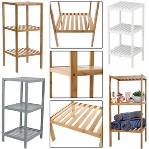 3 Tier Book Shelf Unit Bamboo Bookcase Bathroom Kitchen Storage Rack Display - Picture 1 of 4