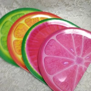 4-pc Colorful Plastic Fruit Tray Servers 15in x 10in - Picture 1 of 9