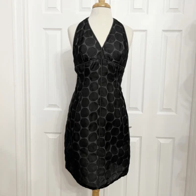 Vestido halter Charles Chang Lima Redux para mujer negro patrón geométrico XS Foto 1 de 4