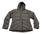 Polar Edge Brown Down Feather Puffer Removeable Hood Women Small Full-Zip Jacket