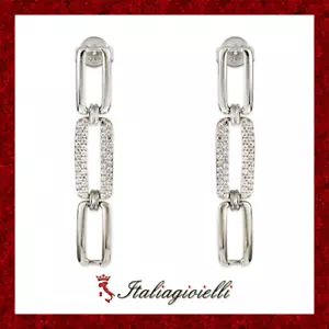 Luccicanti Orecchini a Maglie Donna in Argento 925 rodiato Oro Bianco - Foto 1 di 5