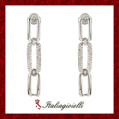 Splendenti Orecchini in Argento 925 Rodiato Oro Bianco - Immagine 1 di 4