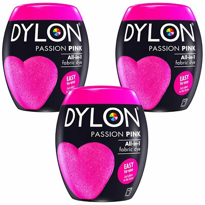 DYLON Washing Machine Fabric Dye Pod, Passion Pink, 3 Packs of 350g - Image 1 of 4