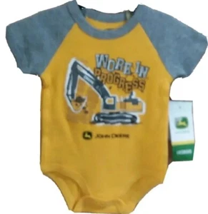 Authentic John Deere Boys 3/6 M One-piece Bodysuit Yellow Work in Progress Nwt - Picture 1 of 3