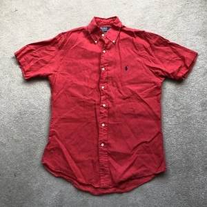 Ralph Lauren Vintage Men’s Pure Linen Short Sleeve Shirt Washed Red Size S - Picture 1 of 11