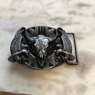 Cow  Skull And Double Eagle Belt Buckle