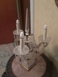 Vintage Antique Candelabra Chandelier Table Lamp Crystal Prisms Beautiful - Picture 1 of 4