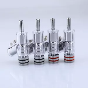 4 STCK. 45 Grad Verriegelung Bananenstecker HiFi Audio Lautsprecher Kabel Terminal Stecker - Bild 1 von 9