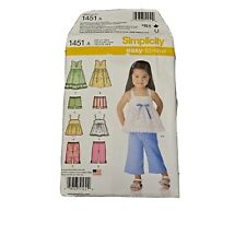 Simplicity Pattern #1451 Toddler Dresses, Tops, Cropped Pants And Shorts. 