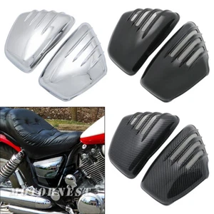 Black/Chrome Side Battery Cover For Yamaha XV 700 750 1000 1100 Virago 1984-2021 - Picture 1 of 41